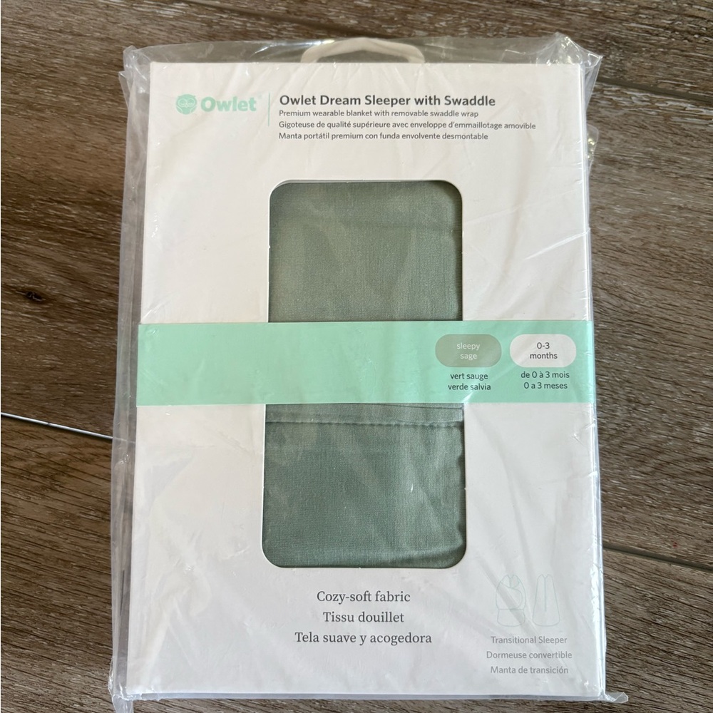 COPY - Owlet Dream Sleeper with Swaddle - sleepy sage NWT